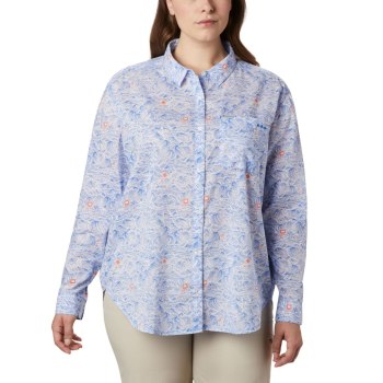 Dámské Košile Columbia PFG Sun Drifter II Long Sleeve Plus Size Blankyt BJHIZO508